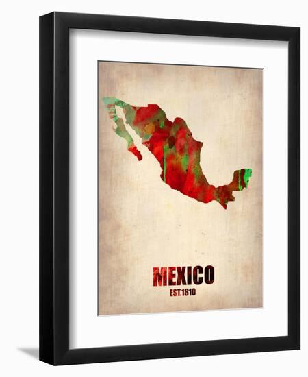 Mexico Watercolor Map-NaxArt-Framed Art Print