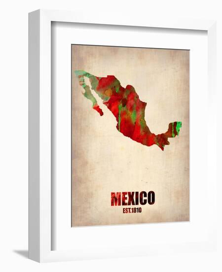 Mexico Watercolor Map-NaxArt-Framed Art Print