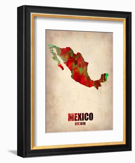 Mexico Watercolor Map-NaxArt-Framed Art Print