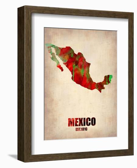 Mexico Watercolor Map-NaxArt-Framed Premium Giclee Print