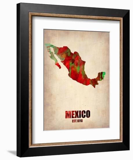 Mexico Watercolor Map-NaxArt-Framed Premium Giclee Print