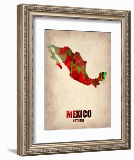 Mexico Watercolor Map-NaxArt-Framed Art Print