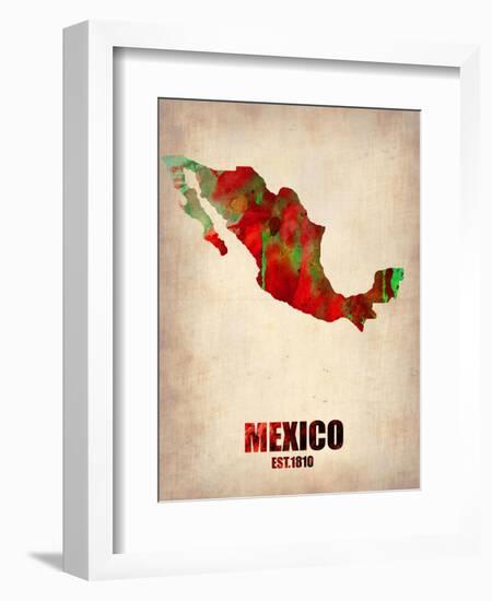 Mexico Watercolor Map-NaxArt-Framed Art Print