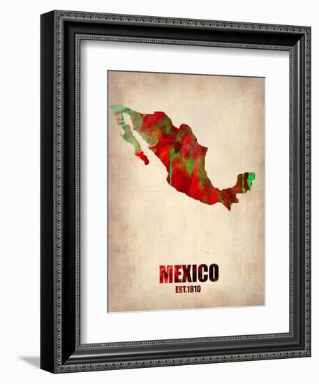 Mexico Watercolor Map-NaxArt-Framed Art Print