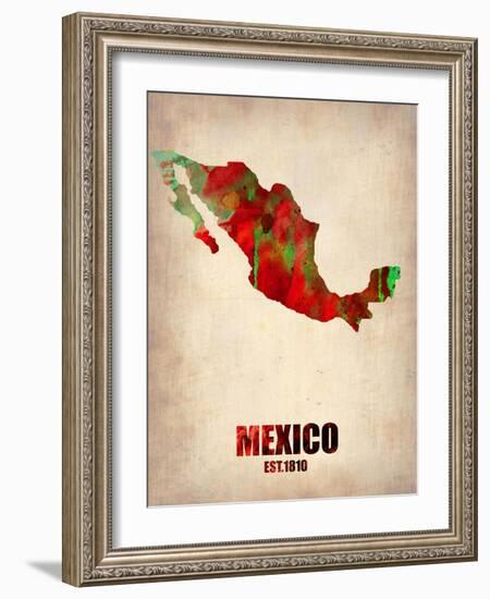 Mexico Watercolor Map-NaxArt-Framed Art Print