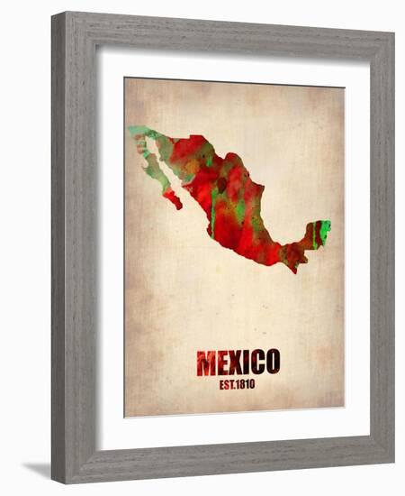 Mexico Watercolor Map-NaxArt-Framed Art Print