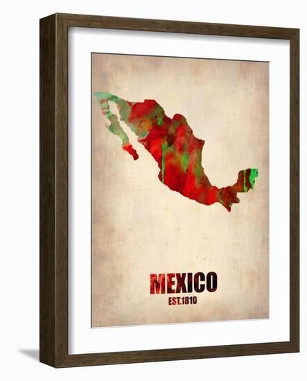 Mexico Watercolor Map-NaxArt-Framed Art Print