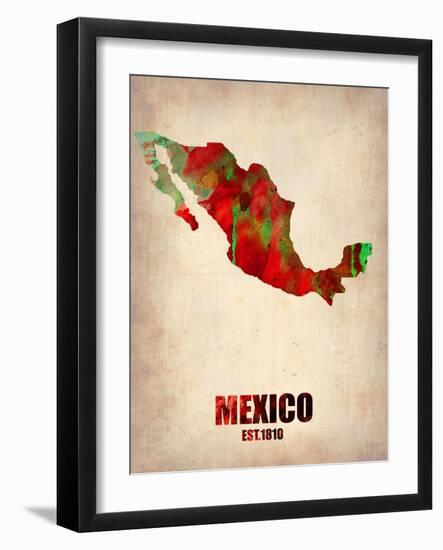 Mexico Watercolor Map-NaxArt-Framed Art Print