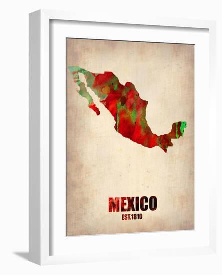 Mexico Watercolor Map-NaxArt-Framed Art Print