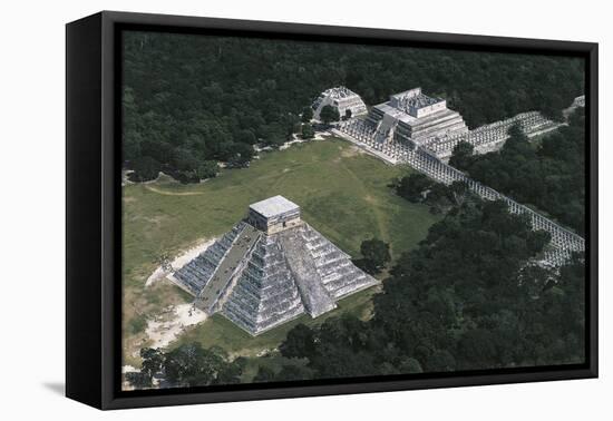 Mexico, Yucatan, Chichen Itza, Mayan Archeological Site, Temple of Warriors and Temple of Kukulkan-null-Framed Premier Image Canvas