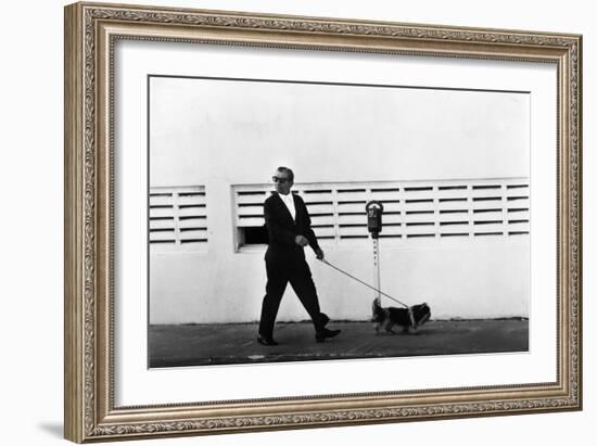 Meyer Lansky Walking Bruzzer on Miami Beach, 1979-null-Framed Photographic Print