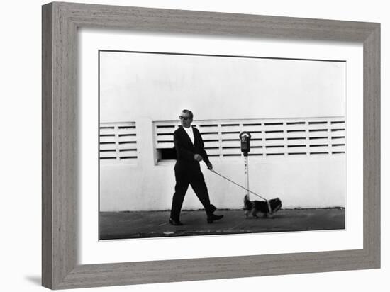 Meyer Lansky Walking Bruzzer on Miami Beach, 1979-null-Framed Photographic Print