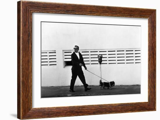 Meyer Lansky Walking Bruzzer on Miami Beach, 1979-null-Framed Photographic Print