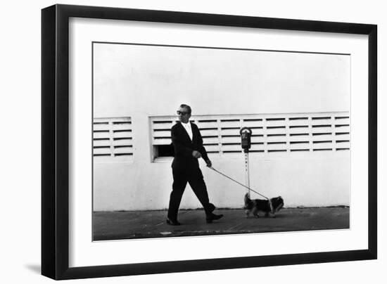 Meyer Lansky Walking Bruzzer on Miami Beach, 1979-null-Framed Photographic Print