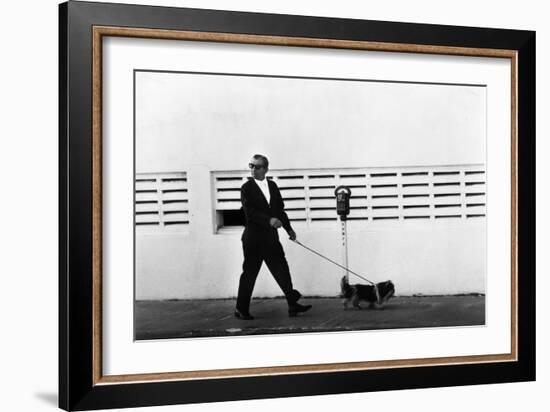 Meyer Lansky Walking Bruzzer on Miami Beach, 1979-null-Framed Photographic Print