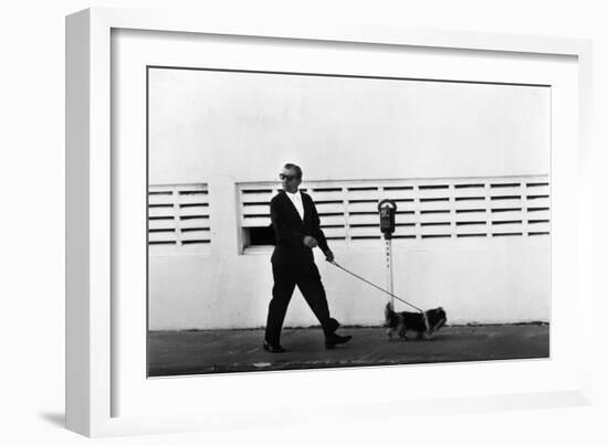 Meyer Lansky Walking Bruzzer on Miami Beach, 1979-null-Framed Photographic Print