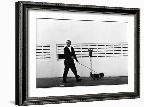 Meyer Lansky Walking Bruzzer on Miami Beach, 1979-null-Framed Photographic Print