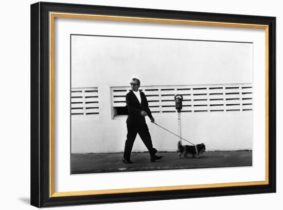 Meyer Lansky Walking Bruzzer on Miami Beach, 1979-null-Framed Photographic Print