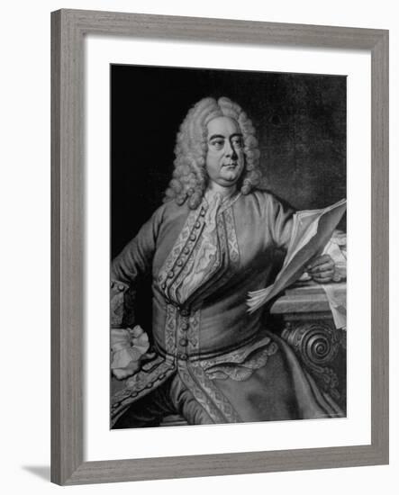 Mezzotint Engraving Based on Painted Portrait of Composer George Frideric Handel-null-Framed Photographic Print