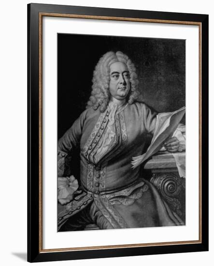 Mezzotint Engraving Based on Painted Portrait of Composer George Frideric Handel-null-Framed Photographic Print