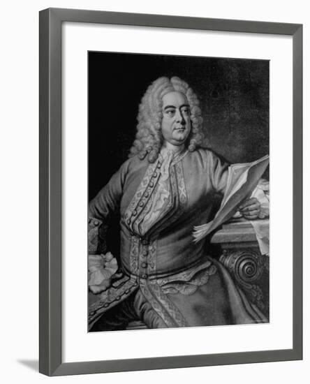 Mezzotint Engraving Based on Painted Portrait of Composer George Frideric Handel-null-Framed Photographic Print