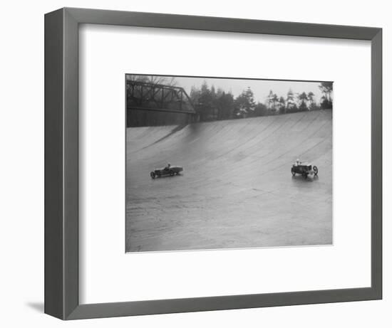 MG M type and Riley 9 Brooklands racing at a BARC meeting, Brooklands, Surrey, 1931-Bill Brunell-Framed Photographic Print