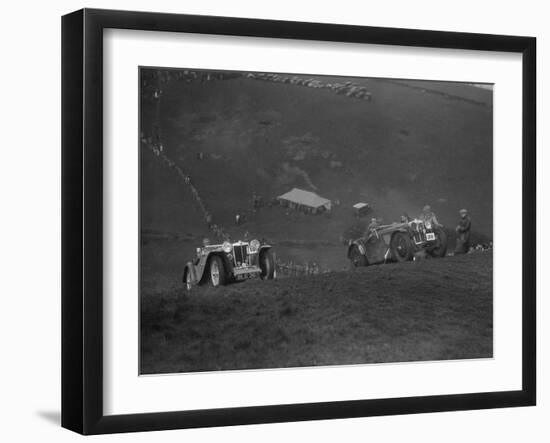 MG PA and MG J type competing in the MG Car Club Rushmere Hillclimb, Shropshire, 1935-Bill Brunell-Framed Photographic Print