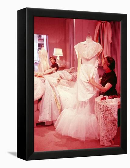 MGM Designer Helen Rose Working on Grace Kelly's Wedding Dress-Allan Grant-Framed Premier Image Canvas