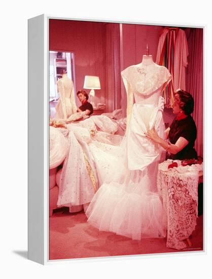 MGM Designer Helen Rose Working on Grace Kelly's Wedding Dress-Allan Grant-Framed Premier Image Canvas
