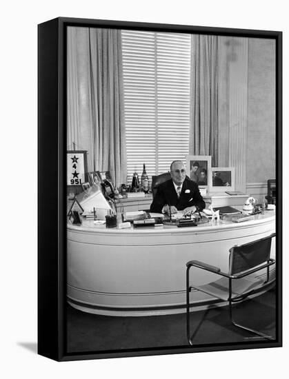 MGM Movie Mogul Louis B. Mayer, Sitting at His Desk in His Office-Walter Sanders-Framed Premier Image Canvas