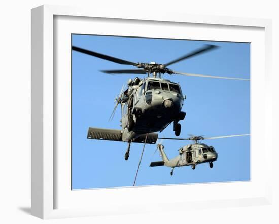 MH-60S Sea Hawk Helicopters in Flight-Stocktrek Images-Framed Photographic Print