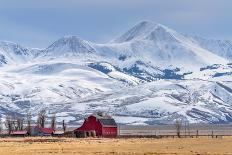 Montana Farm Dwarfed by Tall Mountains.-MH Anderson Photography-Mounted Photographic Print