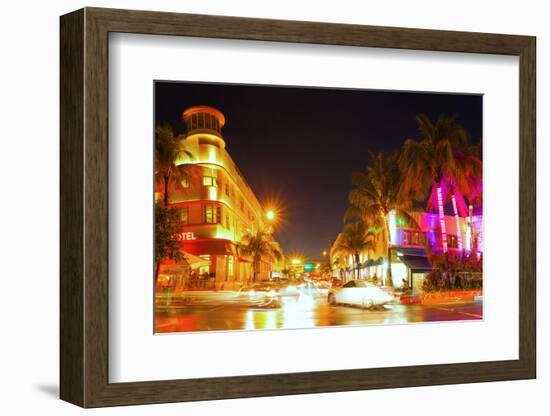 Miami Beach Florida Colorful Night Summer Scene-Fotomak-Framed Photographic Print