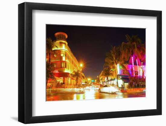 Miami Beach Florida Colorful Night Summer Scene-Fotomak-Framed Photographic Print