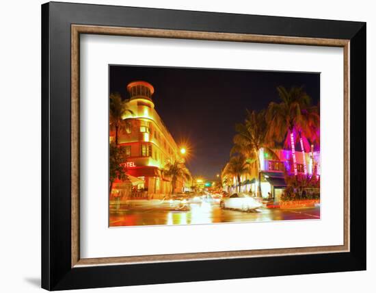 Miami Beach Florida Colorful Night Summer Scene-Fotomak-Framed Photographic Print