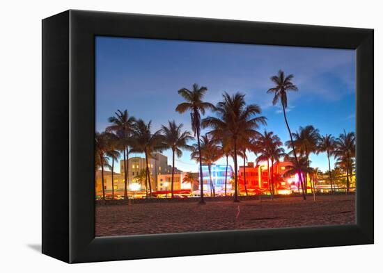 Miami Beach Florida Hotels And Restaurants At Sunset-Fotomak-Framed Premier Image Canvas