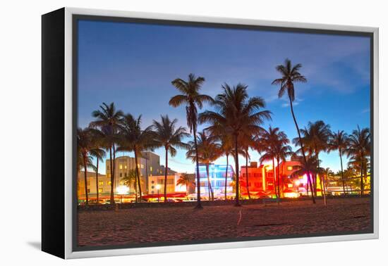 Miami Beach Florida Hotels And Restaurants At Sunset-Fotomak-Framed Premier Image Canvas