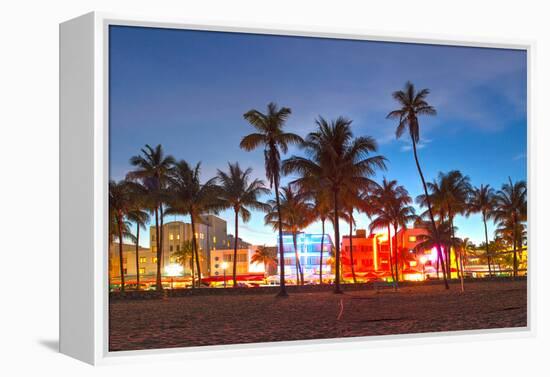 Miami Beach Florida Hotels And Restaurants At Sunset-Fotomak-Framed Premier Image Canvas