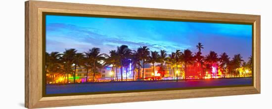 Miami Beach Florida Hotels and Restaurants at Sunset-Fotomak-Framed Premier Image Canvas