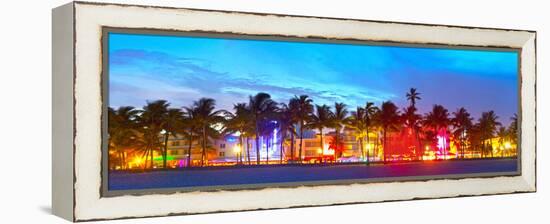 Miami Beach Florida Hotels and Restaurants at Sunset-Fotomak-Framed Premier Image Canvas