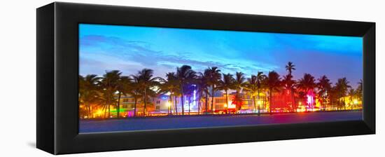 Miami Beach Florida Hotels and Restaurants at Sunset-Fotomak-Framed Premier Image Canvas