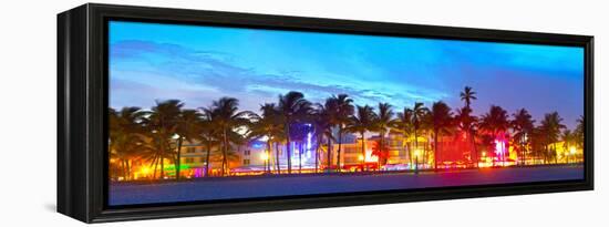 Miami Beach Florida Hotels and Restaurants at Sunset-Fotomak-Framed Premier Image Canvas