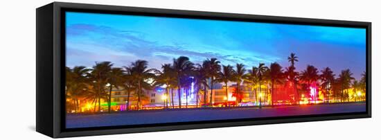 Miami Beach Florida Hotels and Restaurants at Sunset-Fotomak-Framed Premier Image Canvas