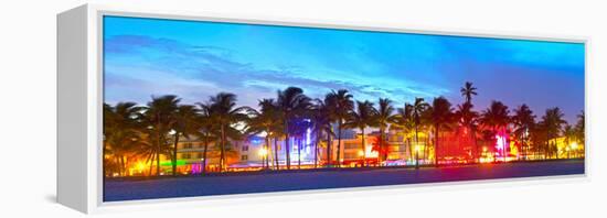Miami Beach Florida Hotels and Restaurants at Sunset-Fotomak-Framed Premier Image Canvas