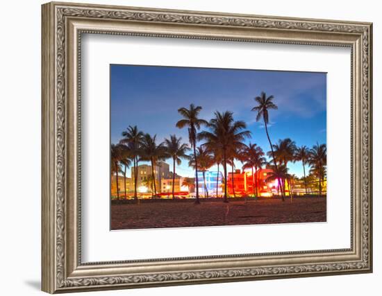 Miami Beach Florida Hotels And Restaurants At Sunset-Fotomak-Framed Photographic Print