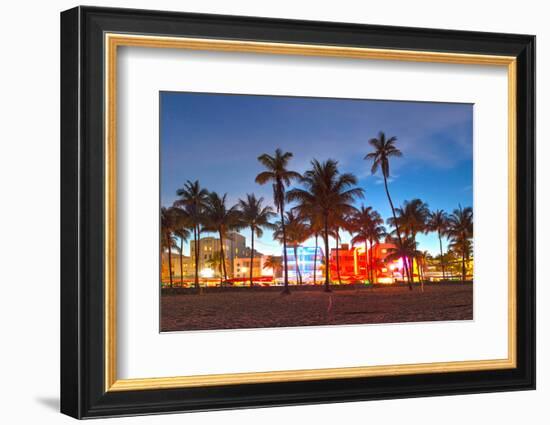 Miami Beach Florida Hotels And Restaurants At Sunset-Fotomak-Framed Photographic Print