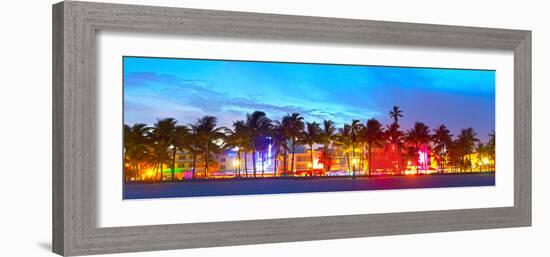 Miami Beach Florida Hotels and Restaurants at Sunset-Fotomak-Framed Photographic Print