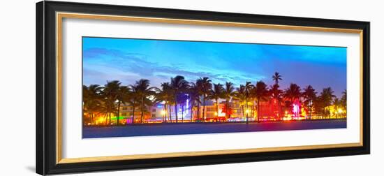 Miami Beach Florida Hotels and Restaurants at Sunset-Fotomak-Framed Photographic Print