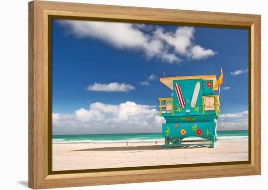 Miami Beach Florida, Lifeguard House-Fotomak-Framed Premier Image Canvas