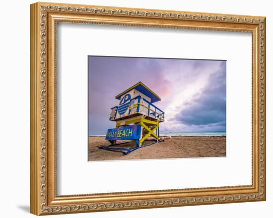 Miami Beach, Florida, USA Life Guard Tower.-SeanPavonePhoto-Framed Photographic Print